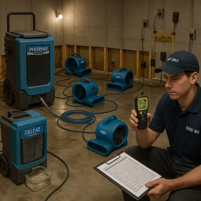 Structural Drying and Dehumidification process in Tuolumne City, CA